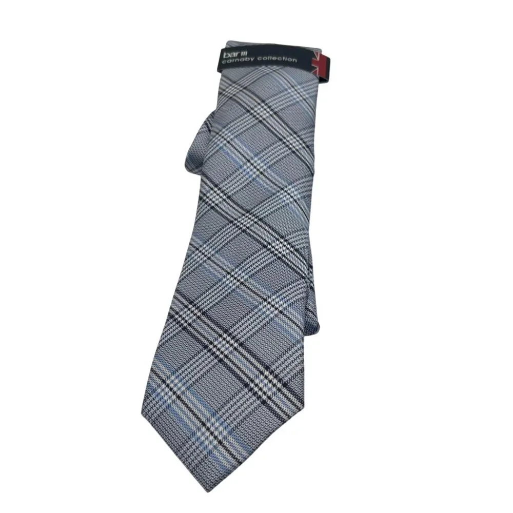 BAR III Carnaby Collection Harp Plaid Men’s Necktie, Blue, OS